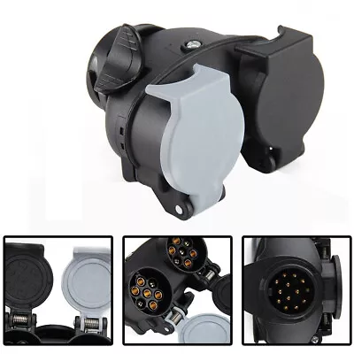13 Pin To 7 Pin Trailer Light Board Extension Adaptor Plug Caravan Towing Van • £14.89