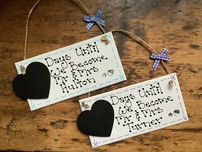 Personalised Wedding Countdown Engagement Plaque Sign Chalkboard Heart Gift Love • £5.49