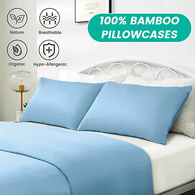 100% Bamboo Pillow Cases Slip Cover Standard European Queen King Body Size Bed • $19.90