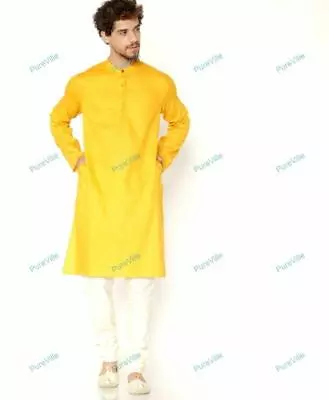 Ethnic Wear Traditional Mens Shirt Kurta Cotton Indian Clothing • £26.86