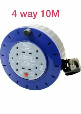 4GANG 10M Extension Cable Reel Mains Plug 4Socket 10M Lead 13AMP UK SELLER 31247 • £16.49