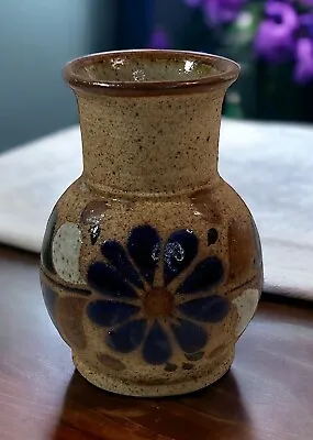 Vintage Tonala Sandstone Mexican Pottery Vase Flowers Floral Hand Painted Small • $8.97