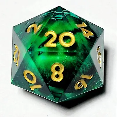 Green Dragon Eye Liquid Core 35mm Jumbo D20 | Dungeons & Dragons DND Dice • $24.95