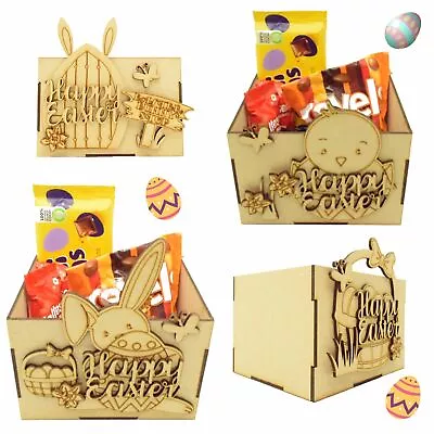 Children's 3D Easter Hamper Chocolate Eggs Sweet Treat Box Wooden Craft Gift • £5.99