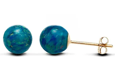 9ct Yellow Gold Black Opal 6mm Ball Stud Earrings - Solid 9K Gold - GIFT BOXED • $48.38