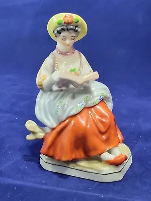 Porcelain Figurine - Lady Reading MUSIC - Hand Painted - Made In OCCUPIED JAPAN  • $5.95