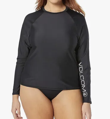 NWT Volcom Simply Solid Long Sleeve Rashguard Black Size M • $24.99