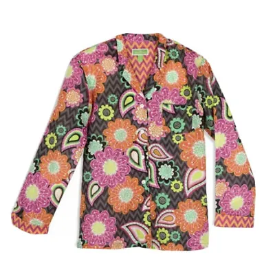 $14.90 • Buy NWT Vera Bradley Pajama Top Ziggy Zinnia Sleep Shirt Cotton Size Small Size4-6