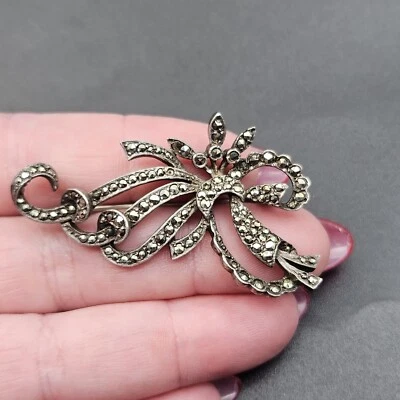 £4.99 • Buy Antique Silver Marcasite Brooch 11.5g