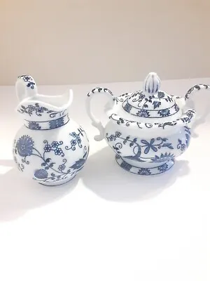 Vienna Woods Fine China Creamer Sugar Bowl & Lid Seymour Mann Blue Onion Patter • $10