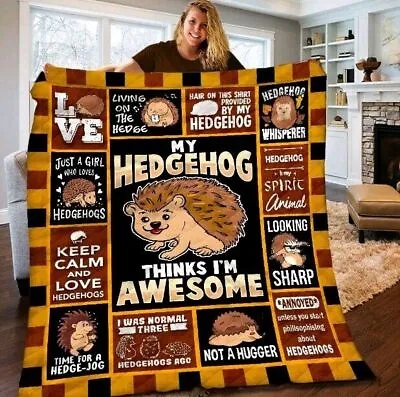 My Hedgehog Thinks I'm Awesome Keep Calm And Love Hedgehogs Sofa BLANKET • £55.88