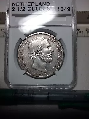1849 Netherland 2 1/2 Gulden Silver Crown • $120
