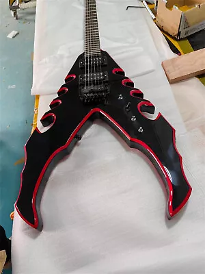 Factory Custom Black With Red Bevels Special V Shaped Electric Guitar FR Bridge • $338