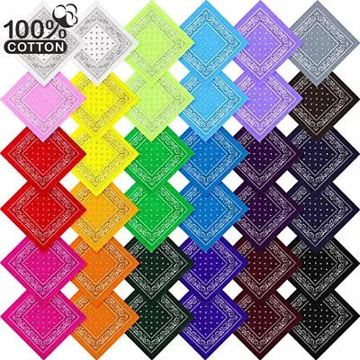 Lot Of 12 Wholesale 100% Cotton Paisley Print Bandana Head Wrap Scarf Face Mask • $14.99