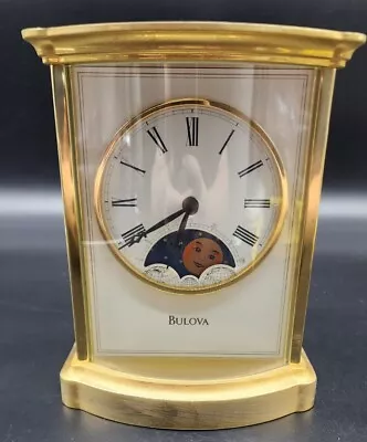 Bulova Moon Phase Mantel Clock Quartz Brass Roman Numerals B2251 Bethel Encore • $63.99