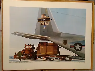 Vintage Print 1968 U.S. Air Force Print 17X22 C-130  Operation Deep Freeze  • $15