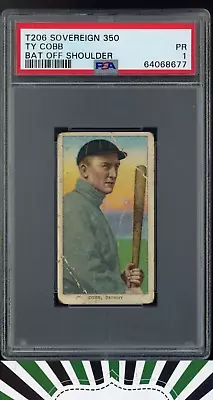 1911 T206 Ty Cobb Bat Off Shoulder PSA 1 PR [Sovereign 350]  [POP 2 13 HIGHER] • $6495