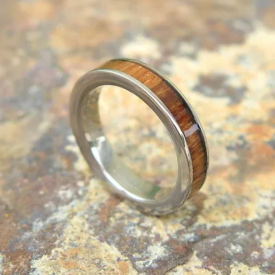 Hawaiian Hawaii Jewelry Koa Wood Titanium Wedding Ring Band 4mm #TRA-1001-04  • $55.79