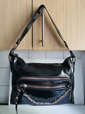 Zandra Rhodes Designer Womens Black Leather Tote Satchel Shoulder Handbag • £29.99