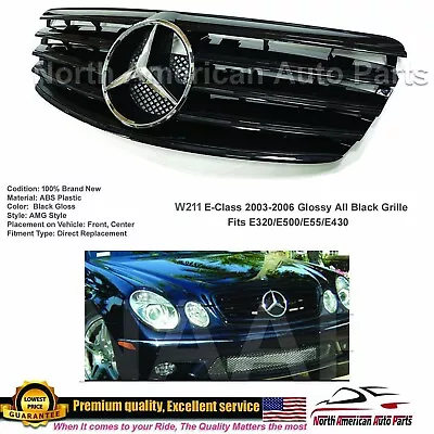 E55 E63 Grille E-Class All Black With Star AMG E320 E500 2003 2004 2005 2006 • $159