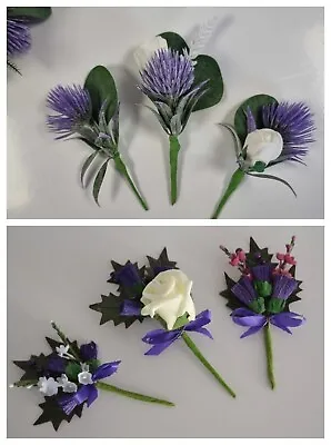 Scottish Thistle Buttonhole Corsage For Wedding Groom Best Man  • £10.95