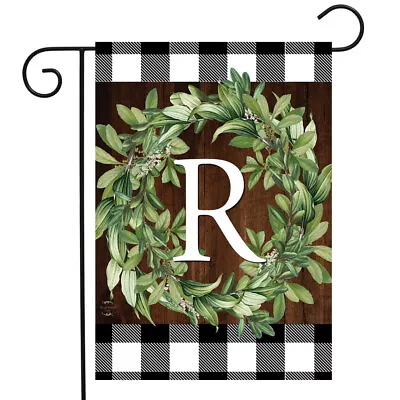 Wreath Monogram R Garden Flag • $9.86