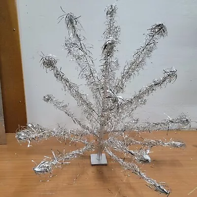 Small Vintage POM POM 1950s Aluminum Tinsel Christmas Table Tree 33  25 Branches • $93.75