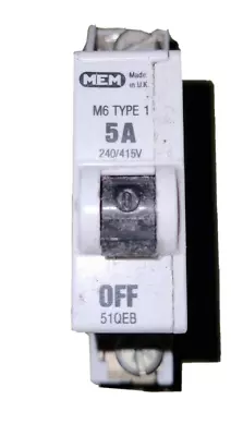 MEM M6 Type 1 5 A 51QEB  Single Pole MCB • £3.84