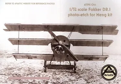 Aviattic Decals 1/32 FOKKER Dr.I TRIPLANE Fighter PHOTO ETCH DETAIL SET Meng Kit • $19.99