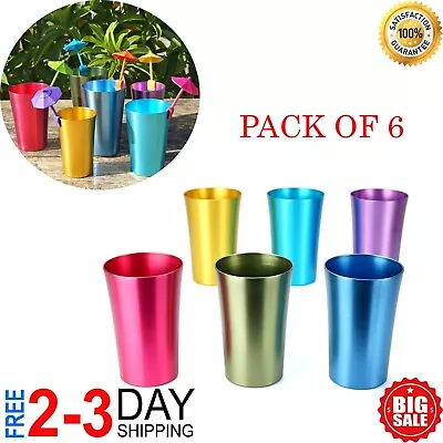 6 PCS Anodized Aluminum Tumblers Drinking Glasses Vintage Retro Metal Cup • $21.99