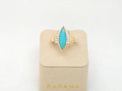 Authentic Kabana 14k Yellow Gold Ring 4 Star Opal Inlay .12TCW Diamond Size 7 • $1949