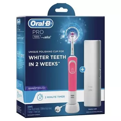 Oral B Pro 100 3D White Polish Power Toothbrush Pink • $39.99