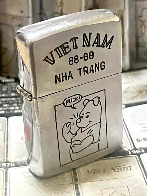 Vietnam War Vintage Zippo Lighter 1968-69 NHA TRANG Winnie The Pooh Peace Model • $1078.04