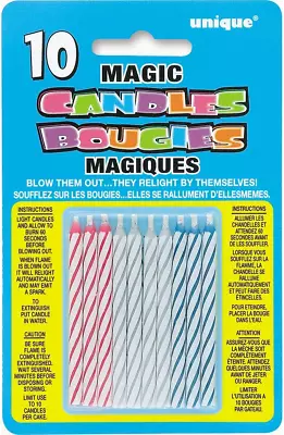 Multicolor Striped Magic Relighting Candles (Pack Of 10) - Stylish Solid Design • $9.84