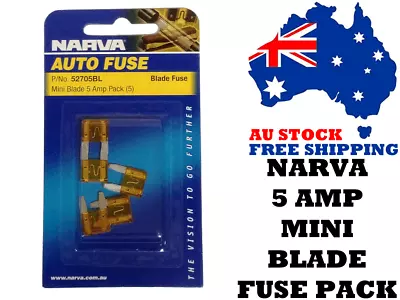 Narva 52705BL 5 AMP MINI Blade Fuse Pack - Car Amplifiers Auto Electrical • $5.95