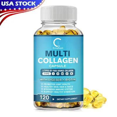 120 Capsules Multi Collagen Peptides-Type IIIIIIVX Anti-Aging Collagen Pills • $13.25