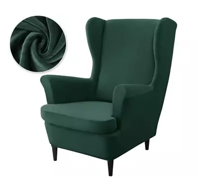 All Colours Wing Back Chair & Foot Stool Cover  For IKEA Strandmon CDS • £19.99