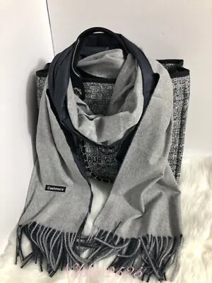 $20 • Buy NEW 100 % CASHMERE Gray Charcoal Scarf Women Oversize Blanket Shawl Wrap Solid