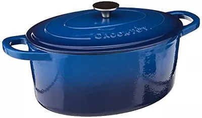 Crock Pot Artisan Enameled Cast Iron 7-Quart Oval Dutch Oven Sapphire Blue - • $79.99