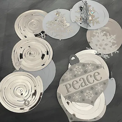 12 Piece Spiral Metallic Hanging Winter Christmas Decorations Snowflake Peace • $2.99