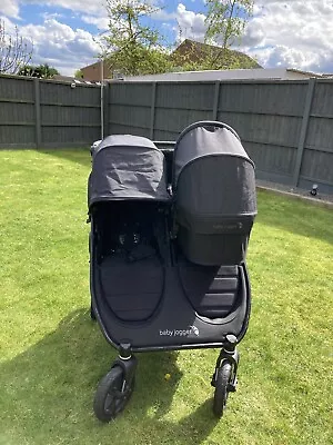 Baby Jogger City Mini GT2 Double Opulent Black All Terrain Pushchair Bundle • £500