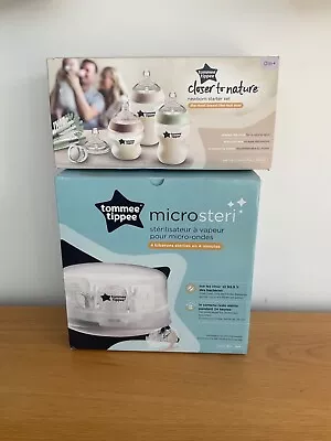 Tommee Tippe Microwave Microsteri Sterilizer And Starter Bottle Kit Bundle NEW • £35