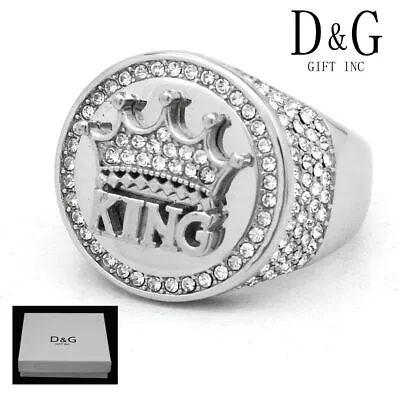 DG Men's Stainless Steel Silver Cubic Zirconia 23mm KING Bigger Ring 8 - 13*BOX • $17.99