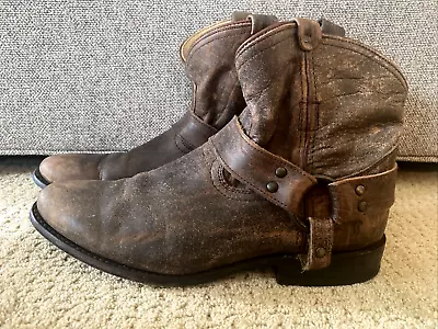 FRYE Wyatt Harness Brown Distressed Leather Boots 9.5 • $59.95