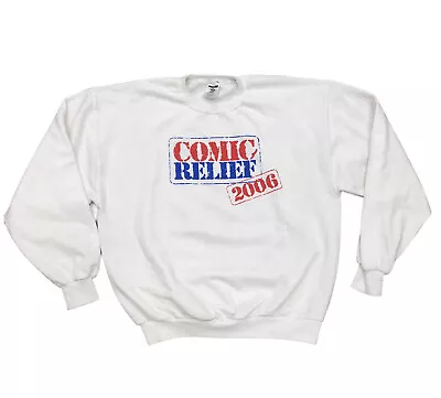 Comic Relief 2006 Crewneck Sweatshirt White Sz L Colbert Robin Williams Jon Stew • $14.88