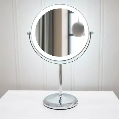 LED Rechargeable 8  Table Mirror 5x Magnifying Dimmable Light Make Up Vanity • £39.99