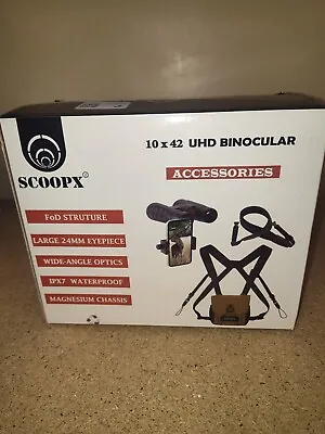 Scoopx 10x42 Ultra HD Binoculars 24mm Large View EyepieceEdge-to-Edge Sharpness • $63