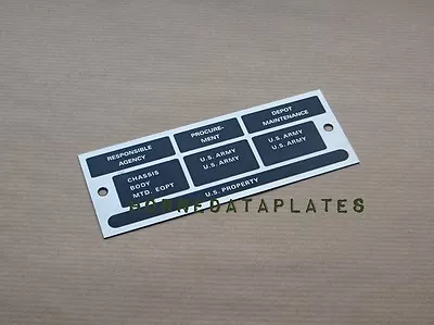  M416 Trailer Responsible Agency Data Plates Id Tags M38 M38a1 M151 Mutt      • $24.99