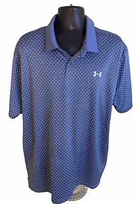 Under Armour Shirt Mens 2XL Gray Polka Dot The Performance Heat Gear Polo Golf • $21.75