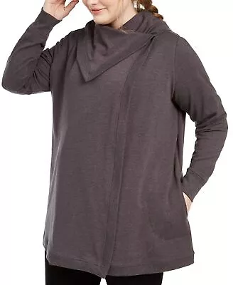 Ideology Sweater Snap Front Wrap Tunic Women Grey Plus Sz 3X NEW NWT 472 • $23.85